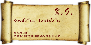 Kovács Izaiás névjegykártya